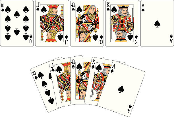 Spade Suit Two Royal Flush playing cards vector art illustration