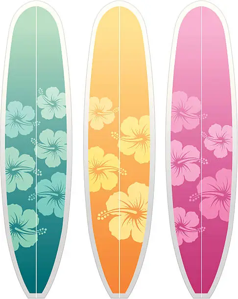 Vector illustration of Surfboards hibiscus