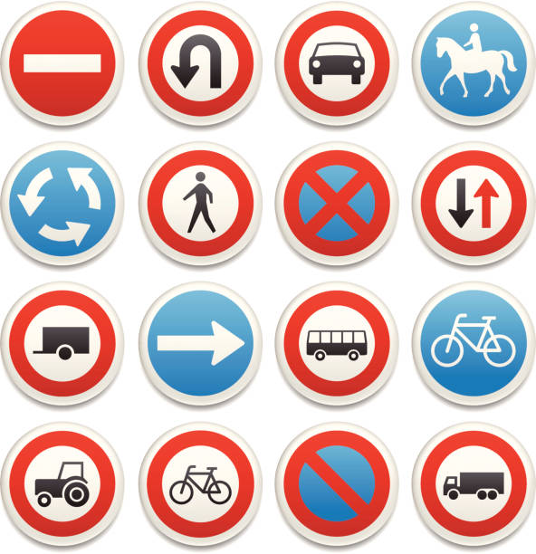 illustrazioni stock, clip art, cartoni animati e icone di tendenza di traffico segno icone - one way street sign