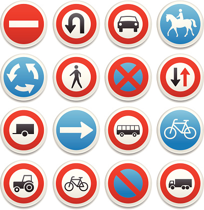 Traffic sign icons, badges.