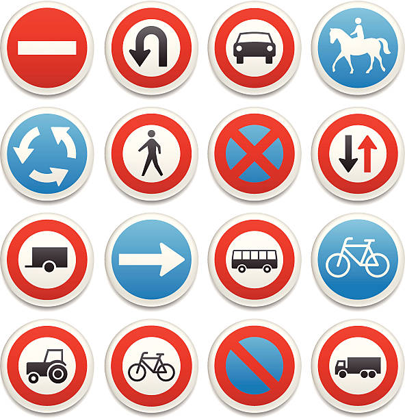 Traffic sign icons vector art illustration