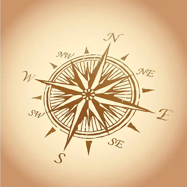 Vector illustration of Compass Rose Ancient Deux