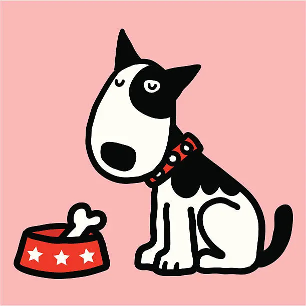 Vector illustration of Meal of Bullterrier