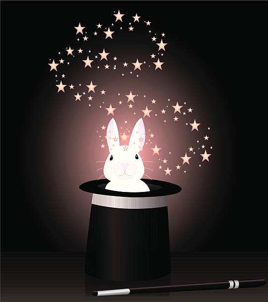 Magic Hat A magician's wand and magic hat and bunny. Gradients were used. Thumbnail JPG and Illustrator 8 compatible EPS are included. rabbit hat stock illustrations