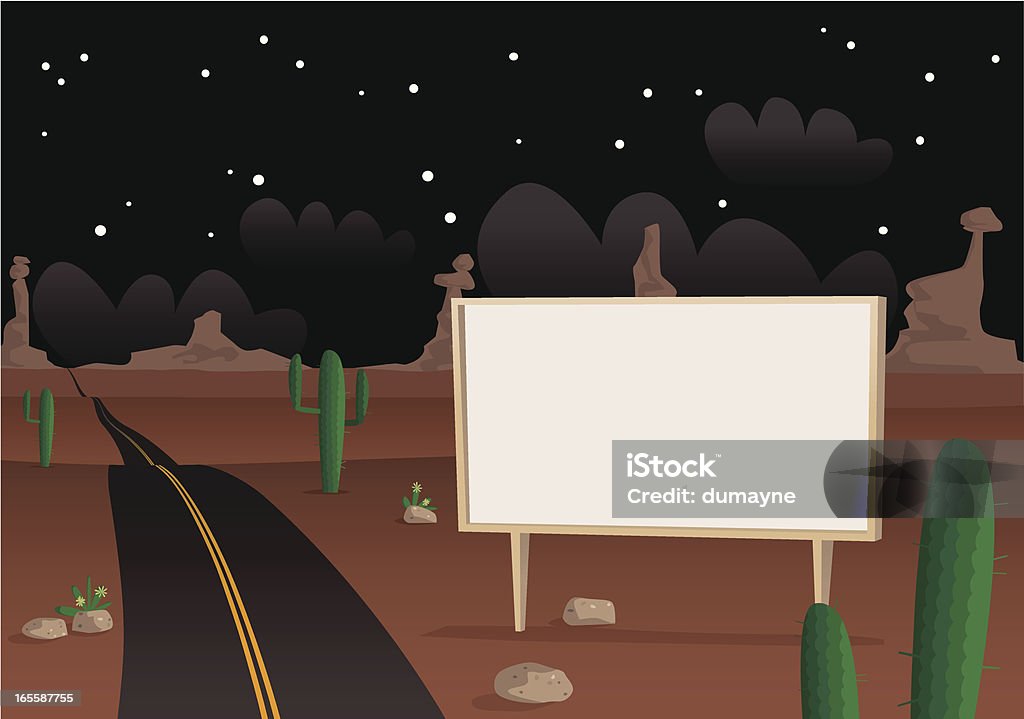 Billboard w nightime desert - Grafika wektorowa royalty-free (Prosty)