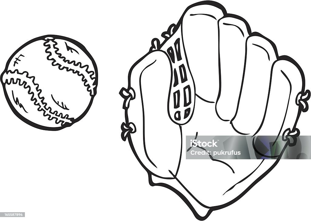 Béisbol de trazado - arte vectorial de Guante de béisbol libre de derechos