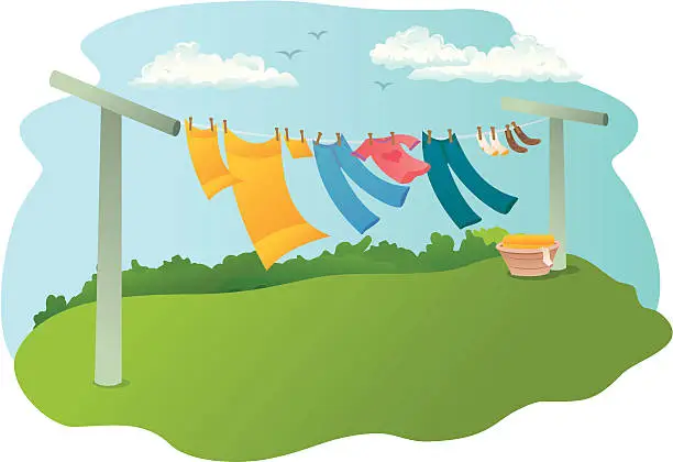Vector illustration of clothes line