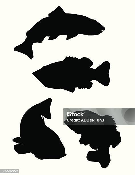 Silhouette De Poissons De Sport Vecteurs libres de droits et plus d'images vectorielles de Poisson - Poisson, Mérou, Truite