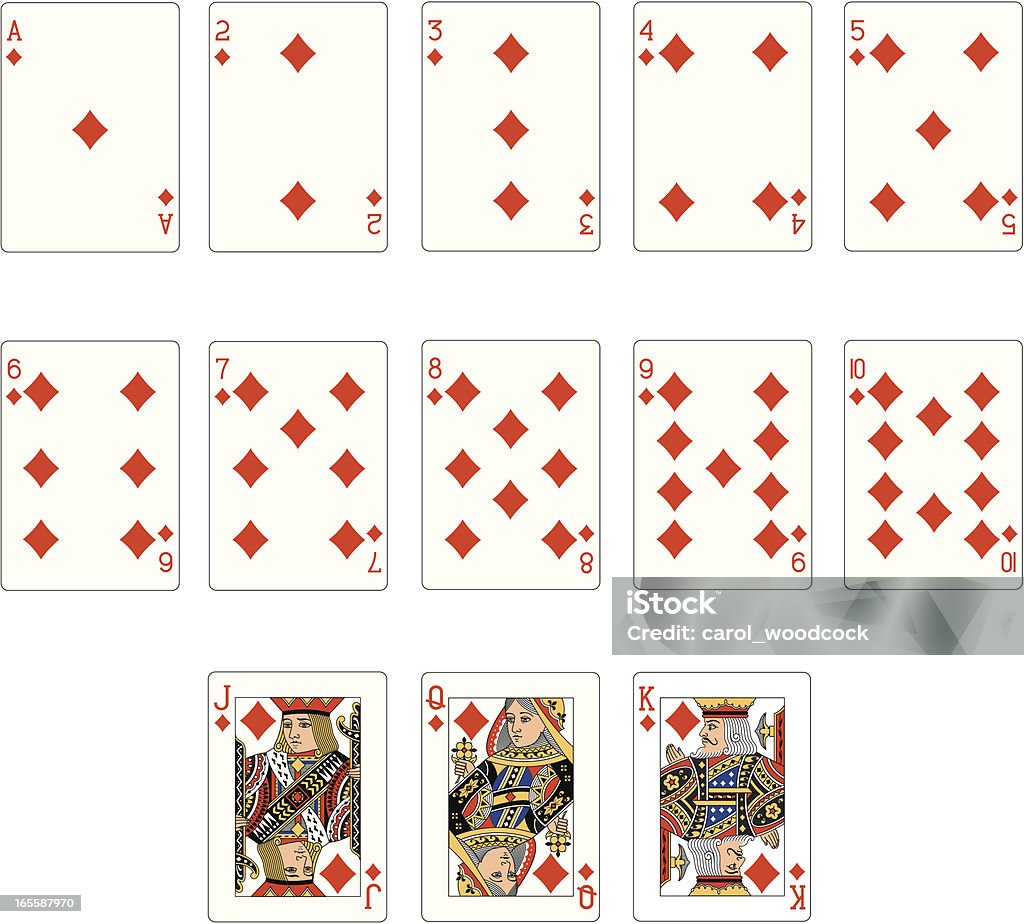 Tuta diamante due carte da gioco - arte vettoriale royalty-free di Carte da gioco