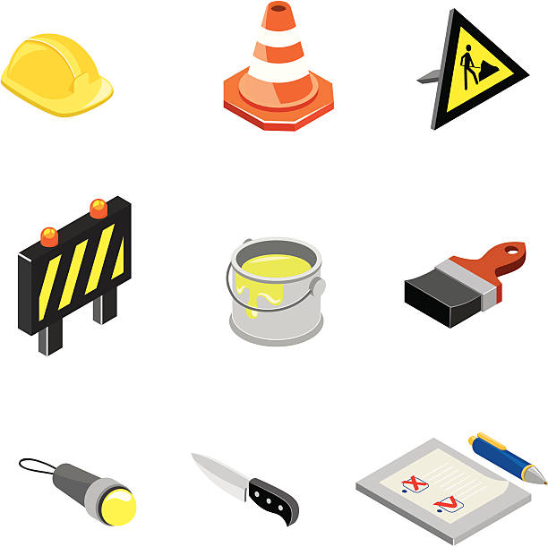 строительство & worktools коллекция значков/iso - construction computer icon symbol paintbrush stock illustrations