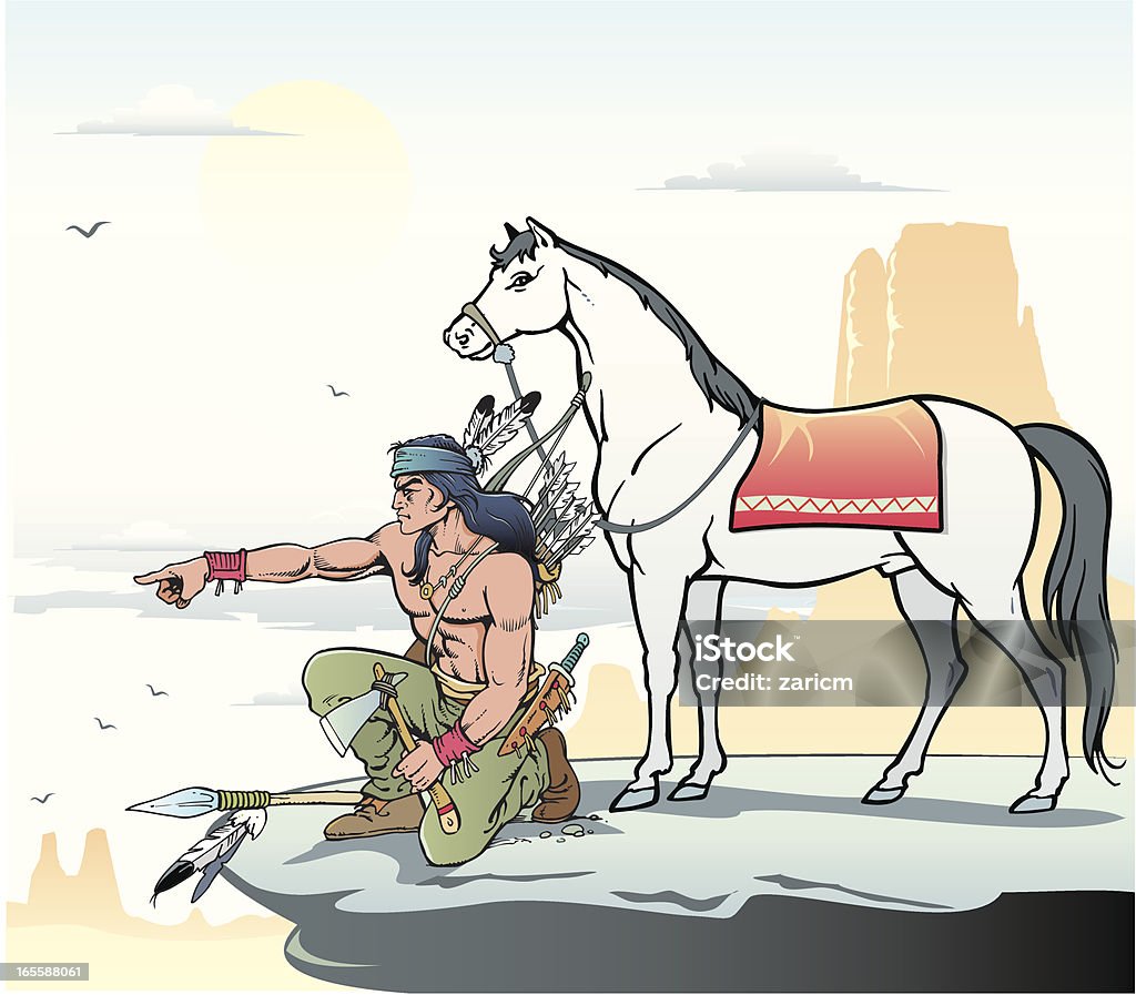 Indian with horse Illustration of indian with horse take a watch... Culture of India stock vector