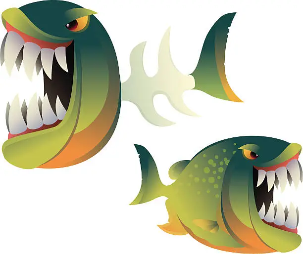 Vector illustration of angry fishes