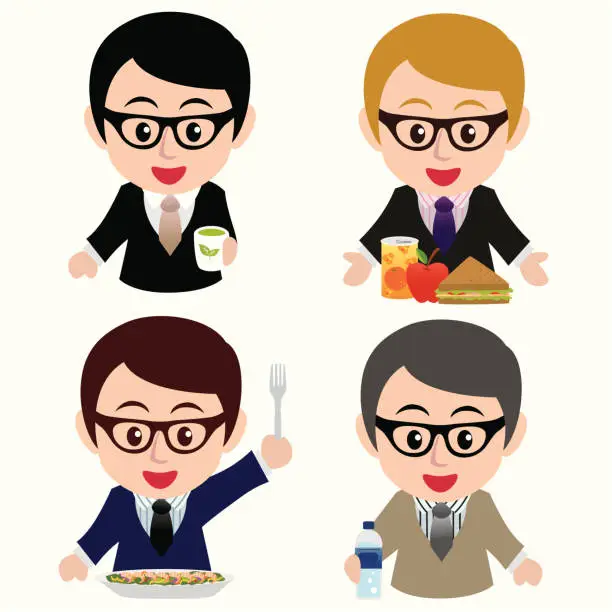 Vector illustration of business man with healthy food