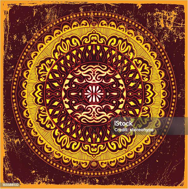 Ilustración de Sol Mandala y más Vectores Libres de Derechos de Cultura tibetana - Cultura tibetana, Abstracto, Amarillo - Color