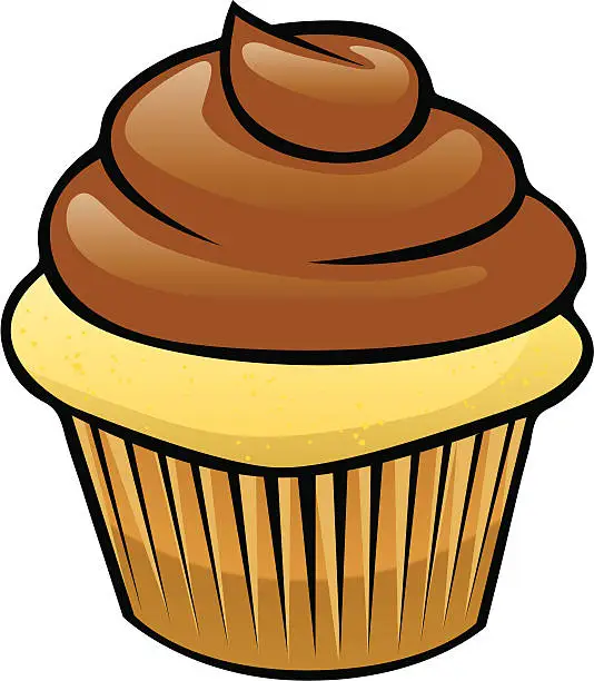 Vector illustration of chocolate cupcake