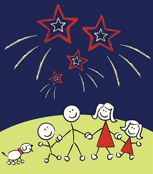 rodziny na zewnątrz - family 4th of july stock illustrations