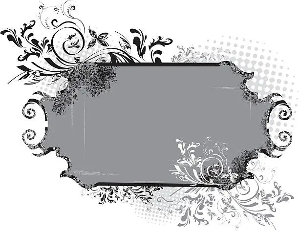 Vector illustration of Grunge Floral Swirl Box