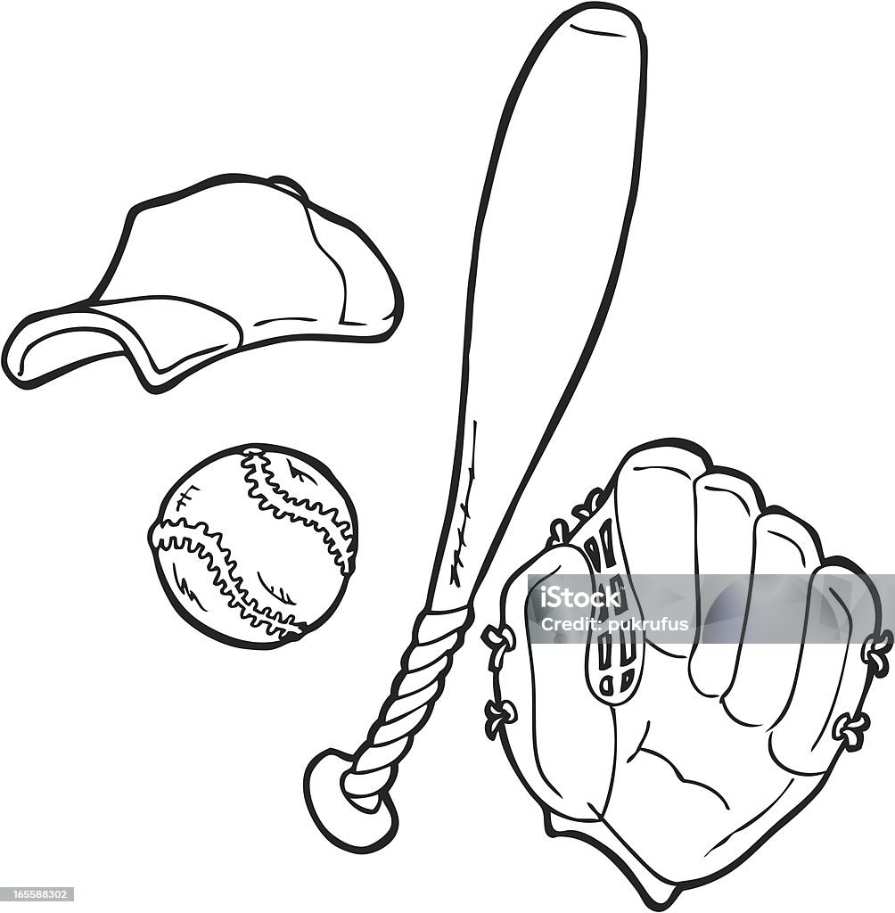 Les articles de Baseball Dessin au trait - clipart vectoriel de Balle de baseball libre de droits