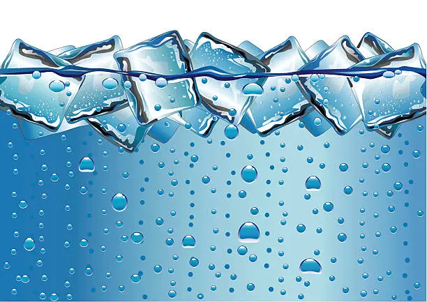 Vector illustration of Ice Cubes and Bubbles