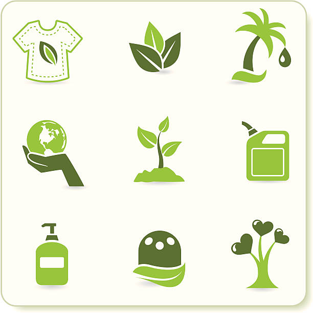 Green Eco Symbols vector art illustration