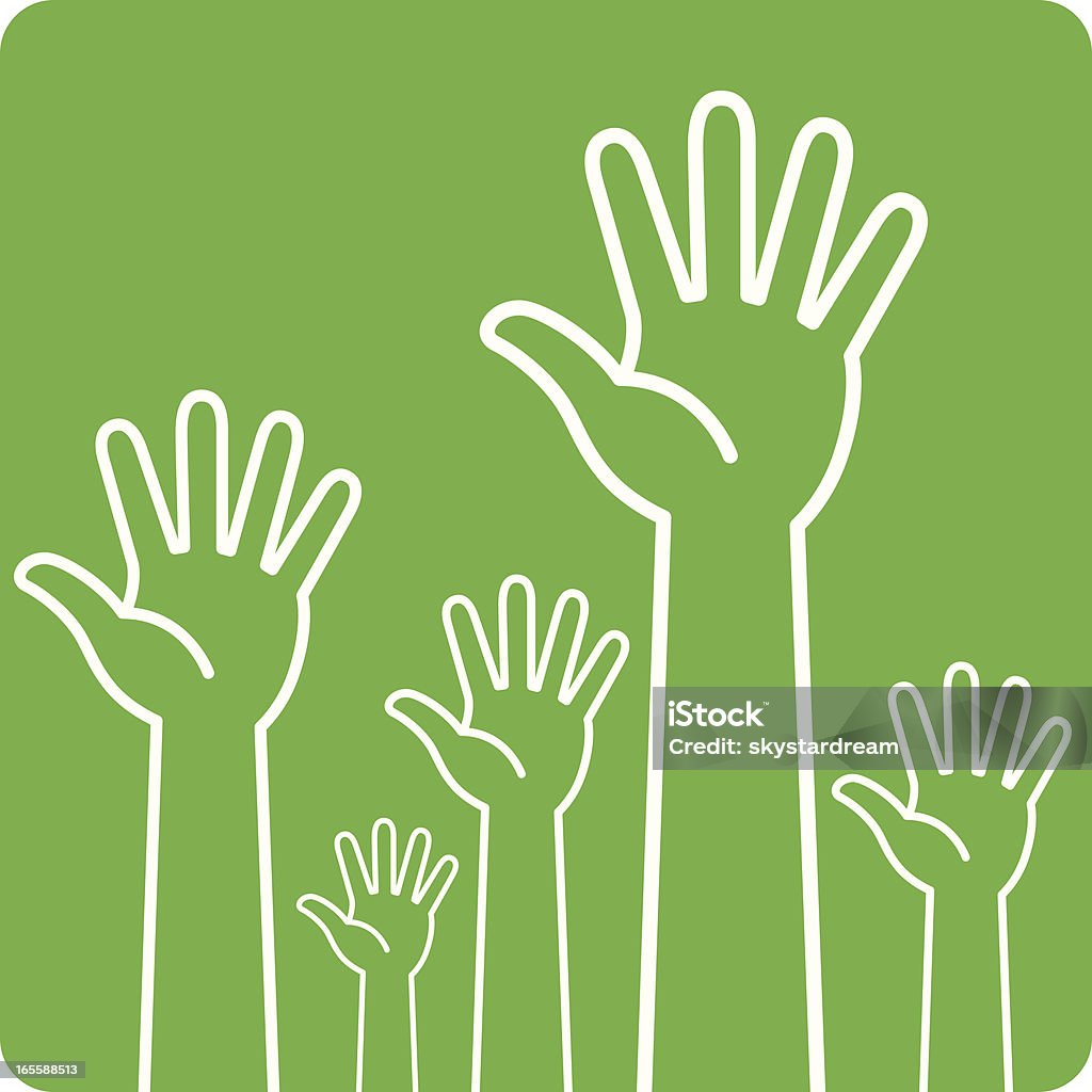 Verde las manos - arte vectorial de Voluntario libre de derechos