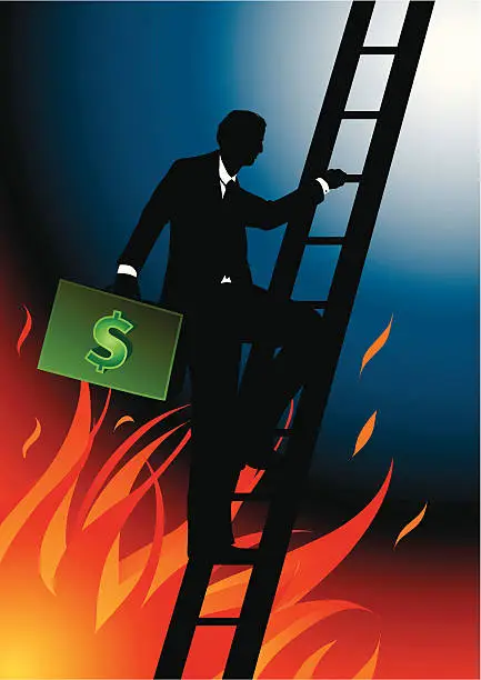 Vector illustration of Escaping with the money