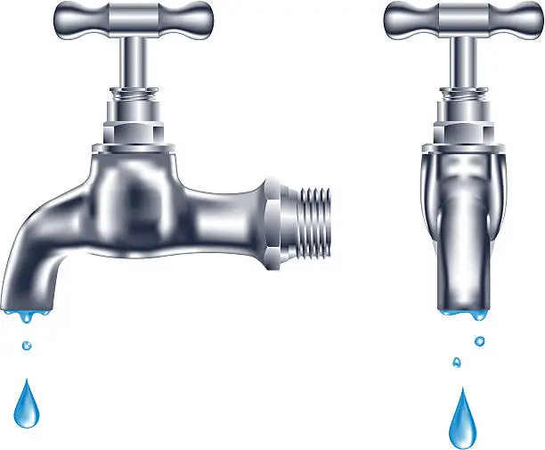 Vector illustration of faucet dripping