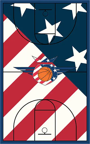 Vector illustration of USA Style Basketball Court