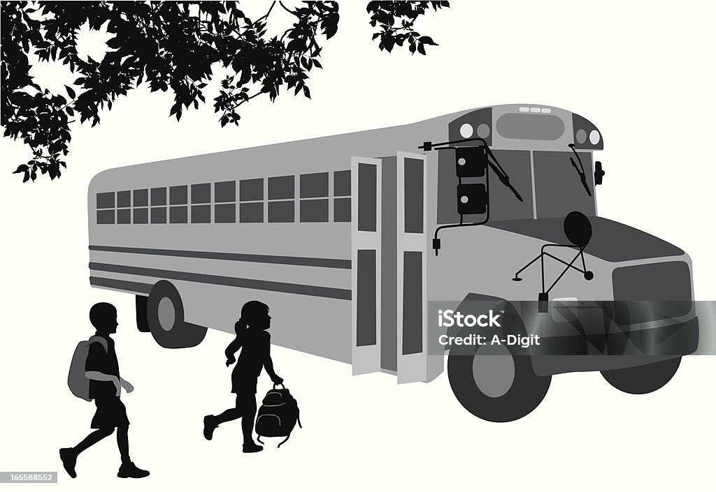 Ride To School Vector Silhouette A-Digit Backpack stock vector