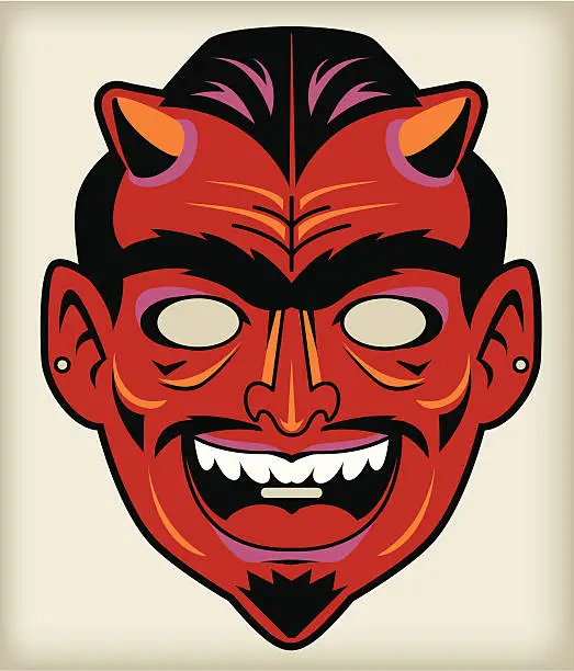 Vector illustration of The Devil / Satan, Vintage Mask Series