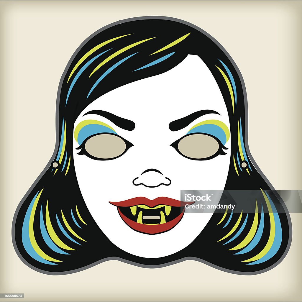 Vampire Mistress, Vintage Mask Series This is one of the many cutout Halloween masks i have created. I introduce you to the blood sucking lady vamp. Retro Style stock vector