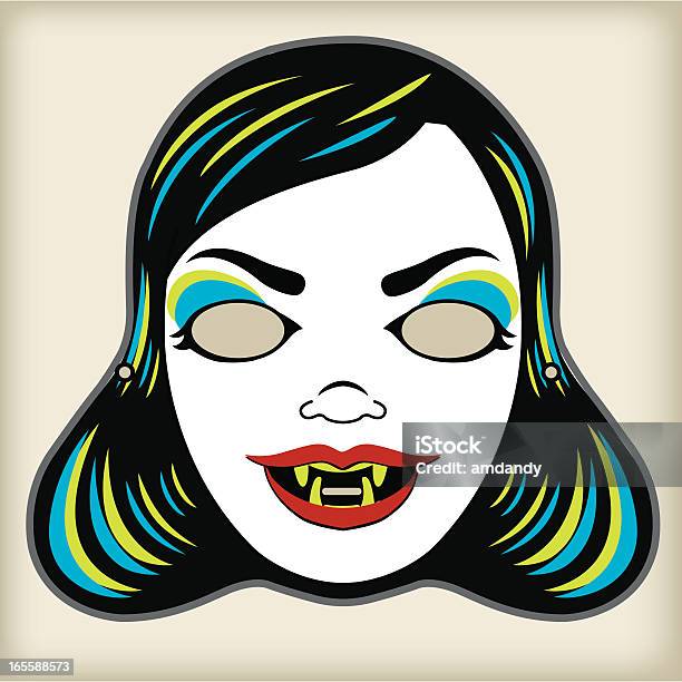 Vampire Mistress Vintage Mask Series Stock Illustration - Download Image Now - Retro Style, Halloween, Vampire