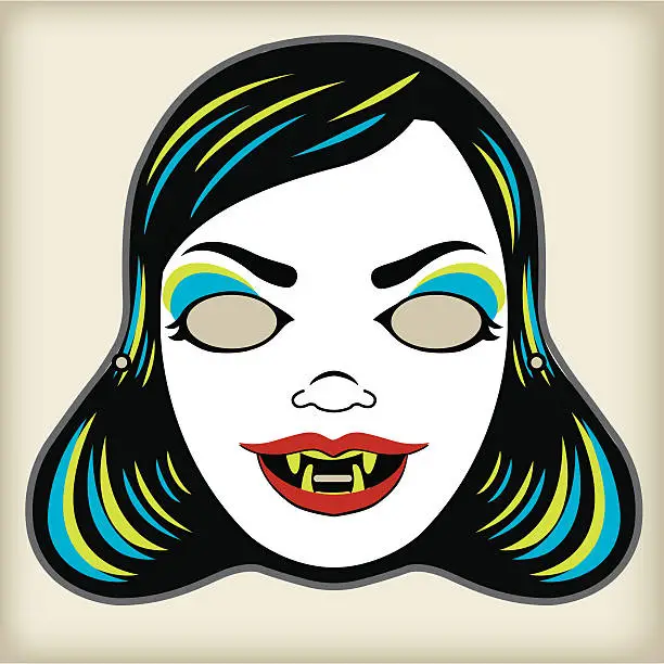 Vector illustration of Vampire Mistress, Vintage Mask Series