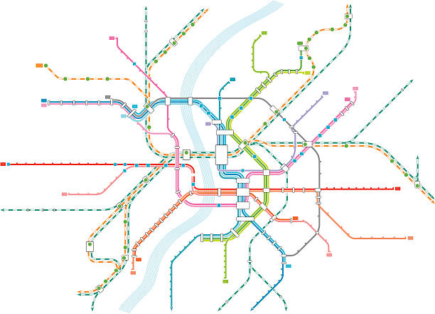 illustrations, cliparts, dessins animés et icônes de carte de transport - paris metro train