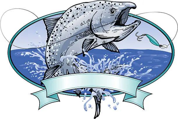 Vector illustration of Salmon Fishing