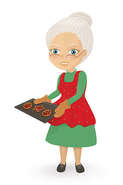 Mrs. Claus baking Christmas cookies Once again, Mrs. Claus used her secret recipe and made sweet and odorously Christmass cookies! Mmmmm... Jummy! :) mrs claus stock illustrations