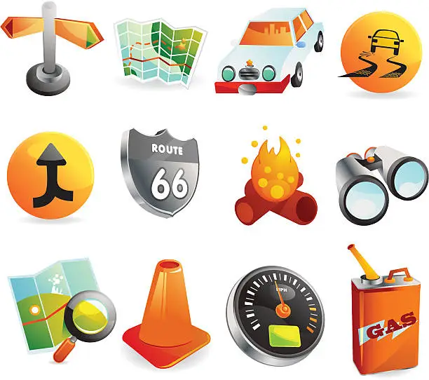 Vector illustration of Roadtrip Web Icons