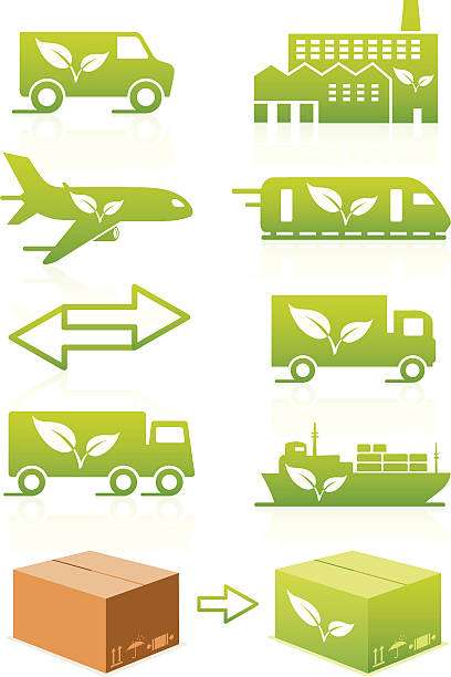 Eco Logistics Icon Set vector art illustration