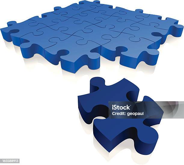 Azul Serra De Vaivém - Arte vetorial de stock e mais imagens de Pedaço de Quebra-cabeça - Pedaço de Quebra-cabeça, Tridimensional, Conceitos e tópicos