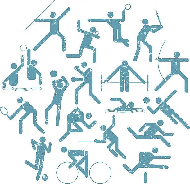 Vector illustration of Textured . Athlete Icons