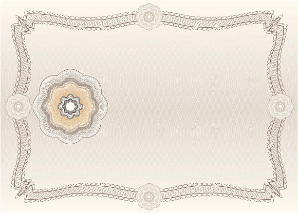 ilustraciones, imágenes clip art, dibujos animados e iconos de stock de diploma boleto certificado en blanco - guilloche certificate backgrounds pattern