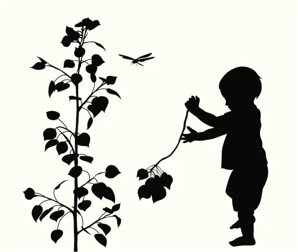 Vector illustration of Baby Nature Vector Silhouette