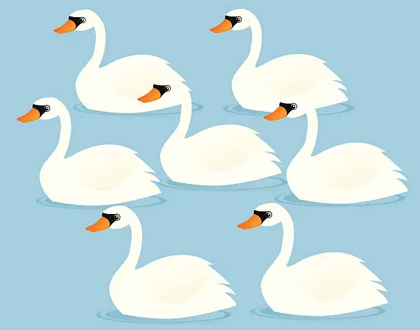 Vector illustration of Seven Swans a-Swimming