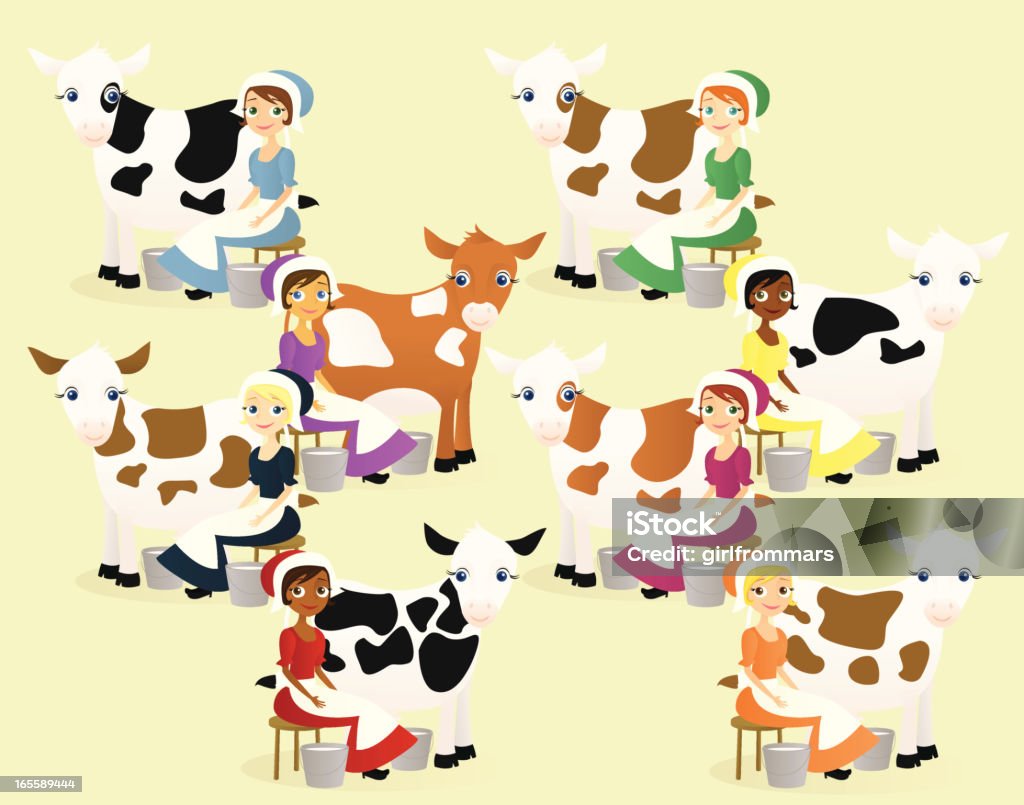 Ocho a-Milking, servicio de ama de llaves - arte vectorial de El octavo día de Navidades libre de derechos