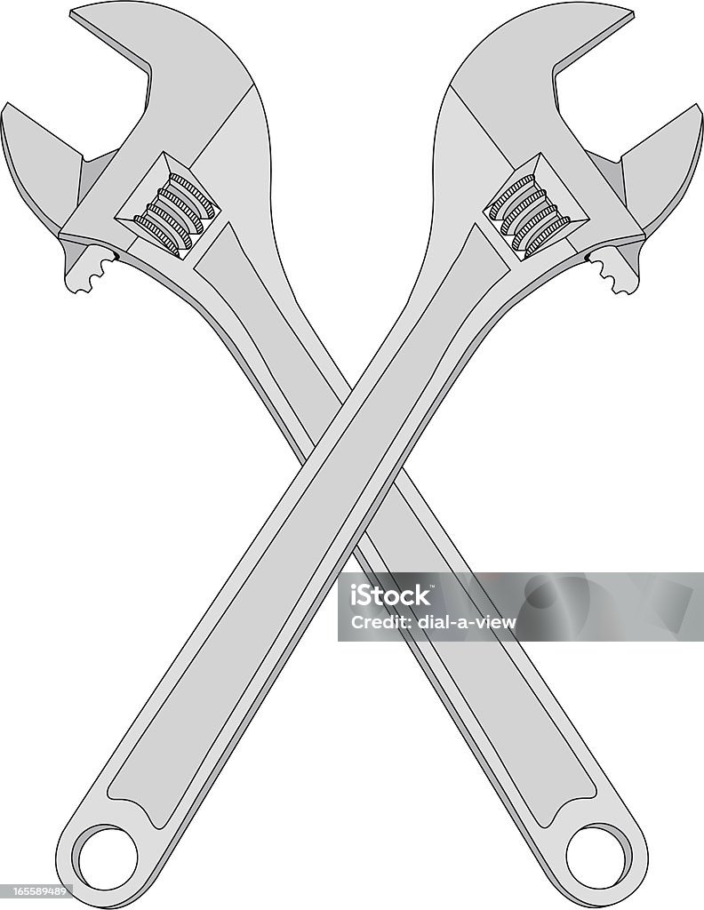 Zwei Crescent Wrenches - Lizenzfrei Schraubwerkzeug Vektorgrafik