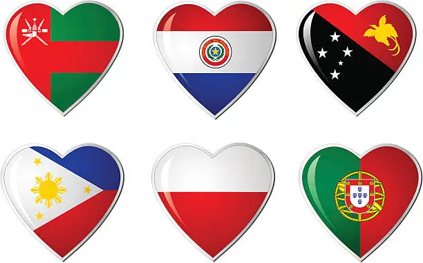 Vector illustration of Heart Flags collection