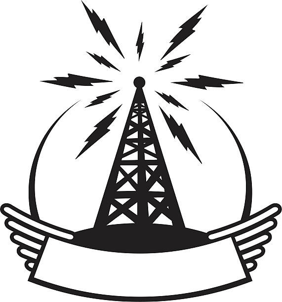 라디오폰에 벼슬 - communications tower stock illustrations