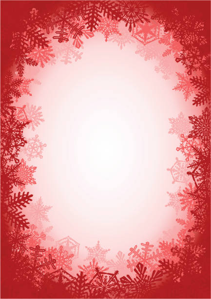 Red Snowflake Frame Background Red Christmas frame with snowflake borders. Works as well in horizontal orientation. Very large JPEG also included. icicle snowflake winter brilliant stock illustrations