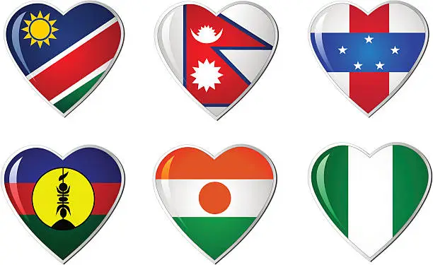 Vector illustration of Heart Flag Collection