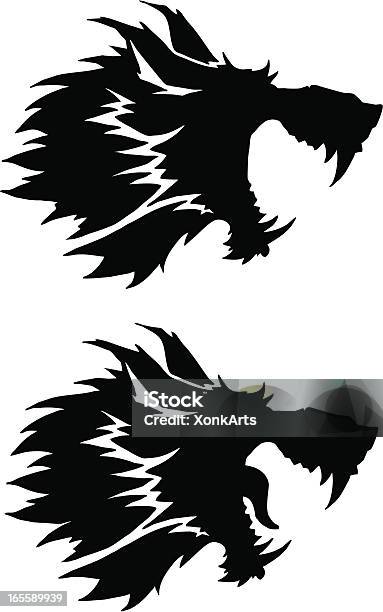 Wolf Head Silhouette Stock Illustration - Download Image Now - Animal, Animal Body Part, Animal Mouth